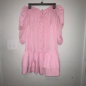 Maternity Pink Off-Shoulder Dress